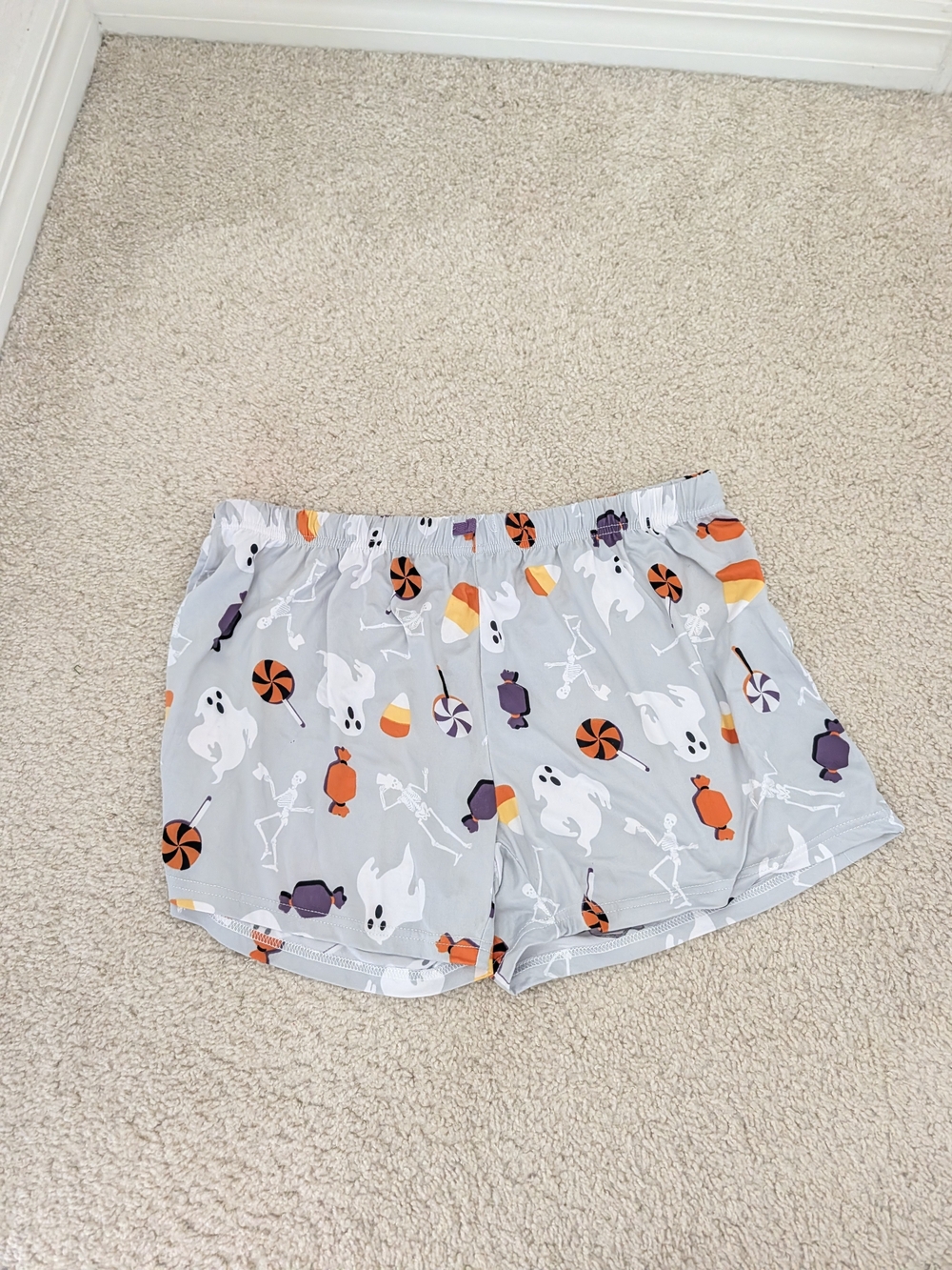 Women's Gray Halloween Print Lounge Shorts